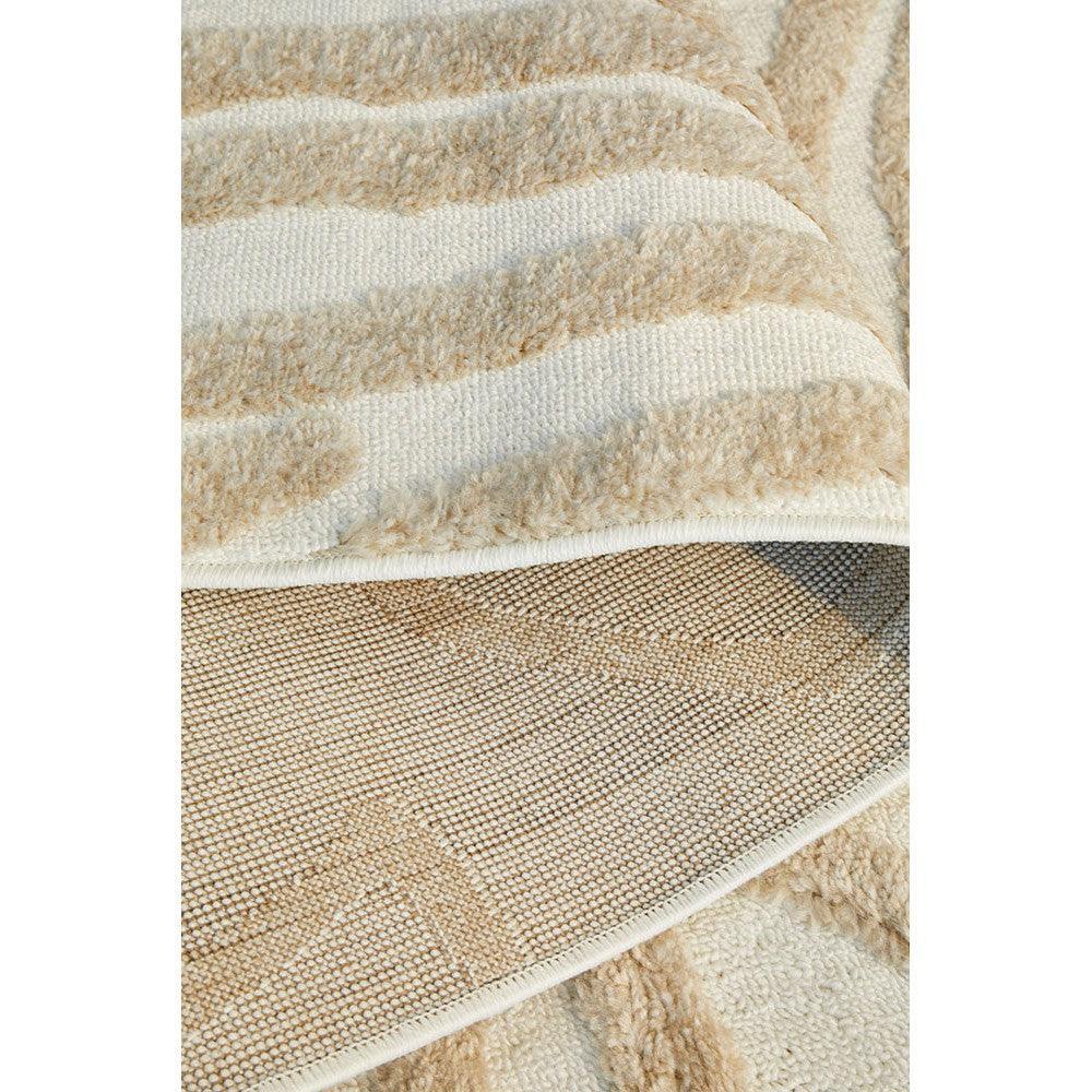 Marigold Jayla Abstract Art Beige Rug by Rug Culture featuring plush beige/cream pattern on cream background, wool blend