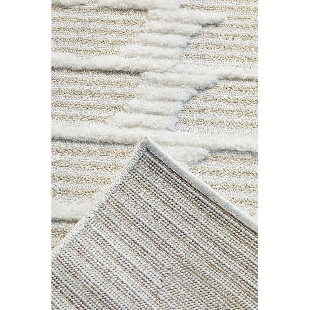 Marigold Lou Abstract Moon Beige Rug featuring abstract moon pattern in cream, beige and taupe on beige background, hand-tufted wool