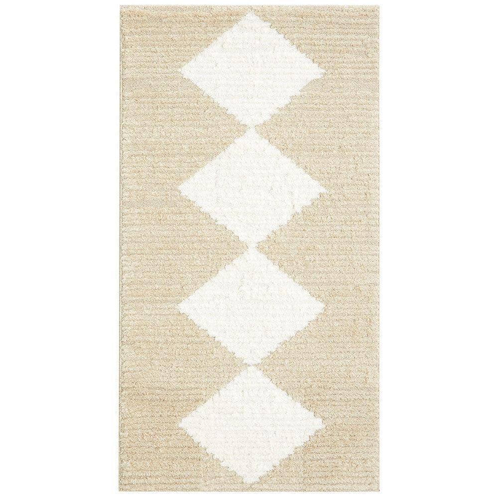 Marigold Payton Diamond Ivory Rug featuring diamond pattern in ivory and beige on taupe background, hand-tufted wool