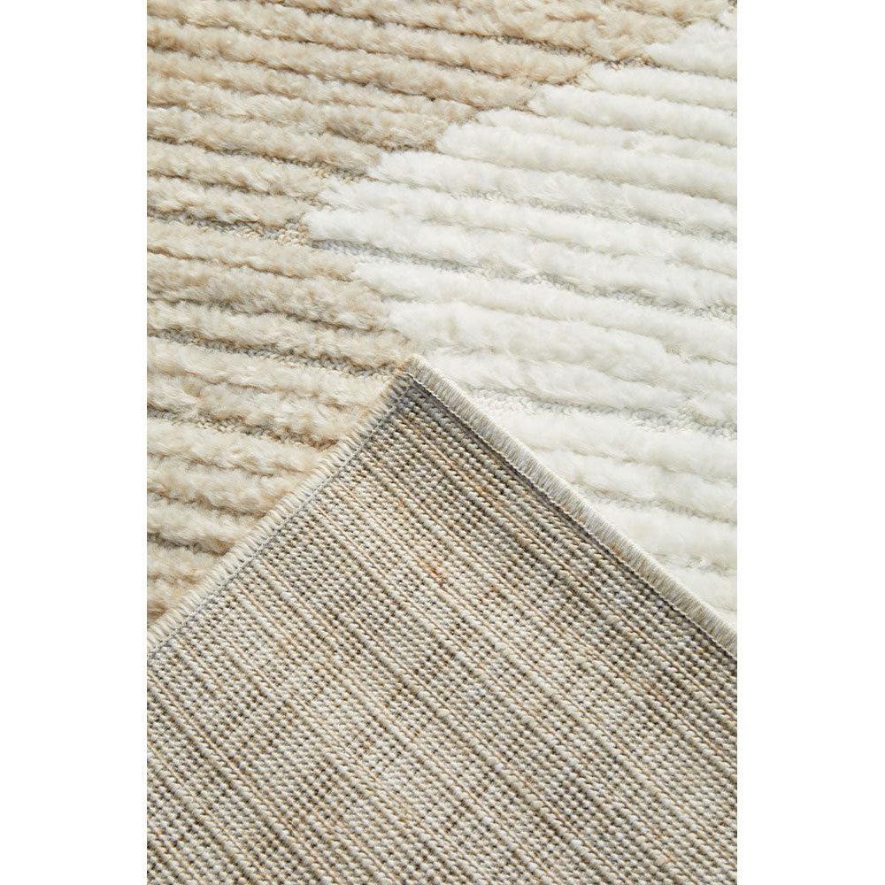 Marigold Payton Diamond Ivory Rug featuring diamond pattern in ivory, cream and beige on ivory background, machine-made polypropylene