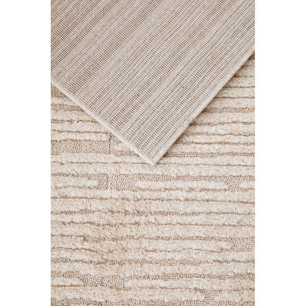 Marigold Suri Natural Runner Rug featuring striped textured pattern in beige, cream and taupe on ivory, hand-tufted wool