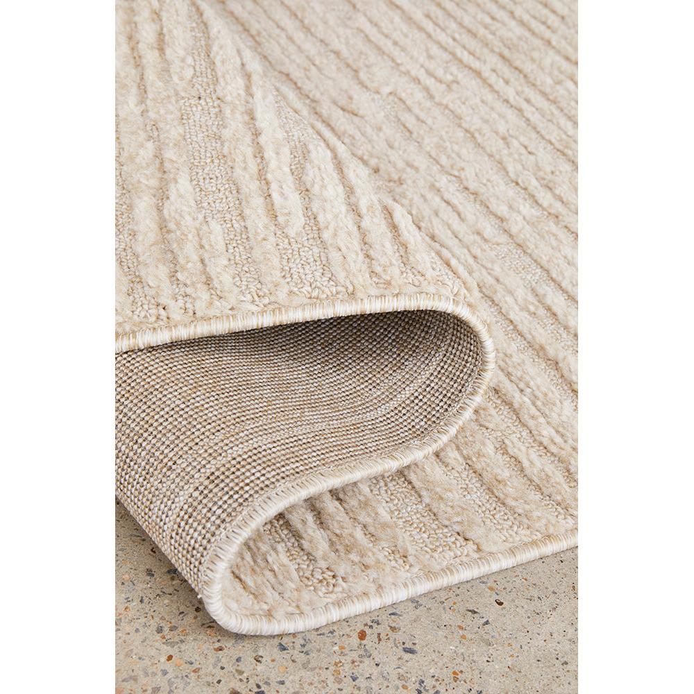 Marigold Suri Natural Runner Rug featuring textured stripe pattern in beige, cream and tan on ivory, hand-tufted wool