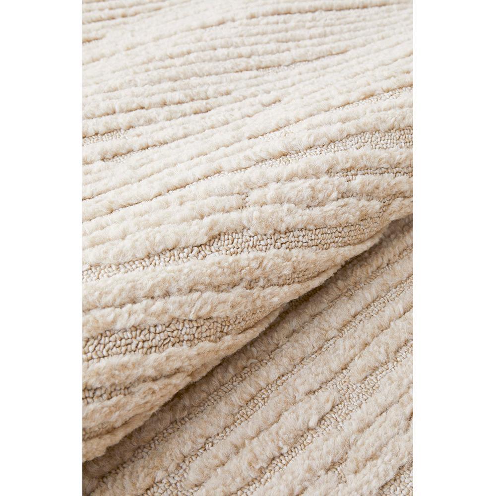 Marigold Suri Natural Runner Rug featuring ribbed striped texture in cream, beige and tan on ivory background, woven wool