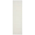 Marigold Suri White Runner Rug featuring subtle striped texture in white and ivory on white background, hand-tufted wool