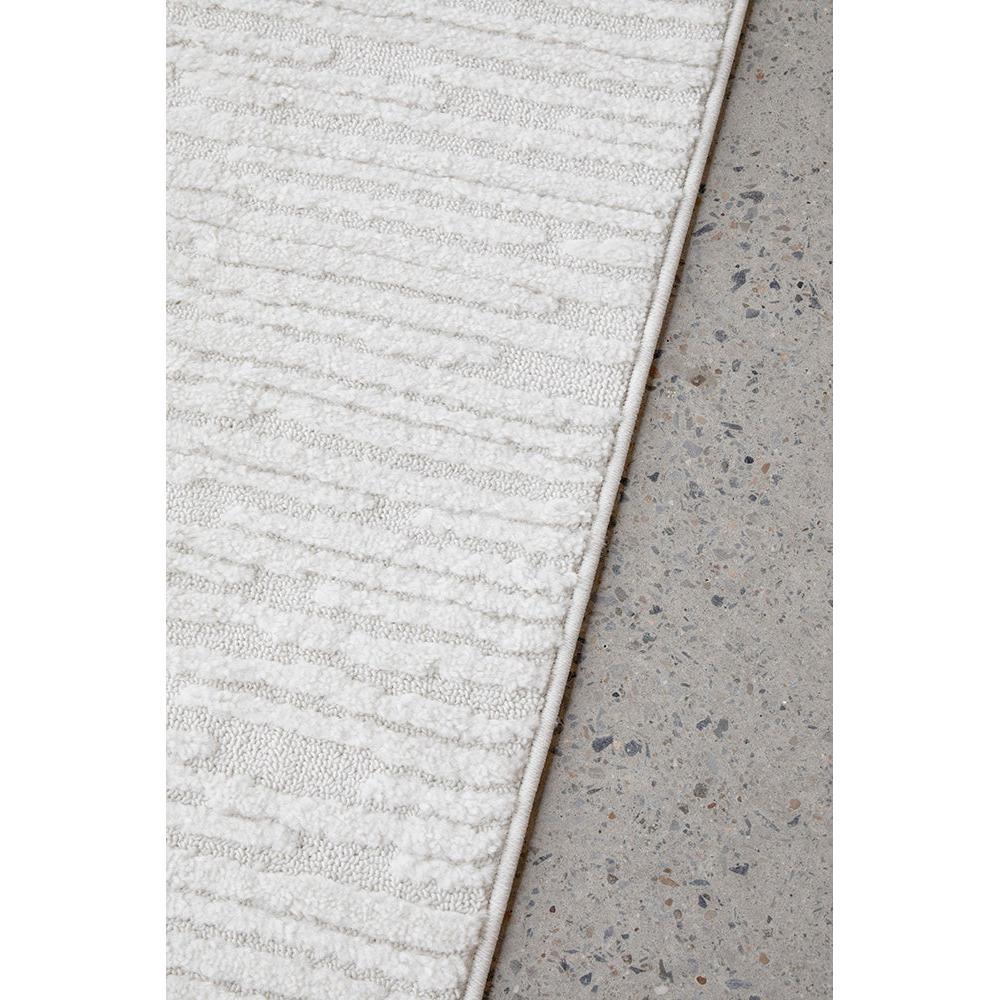 Marigold Suri White Runner Rug featuring textured striped pattern in white on ivory background, woven rug by Rug Culture