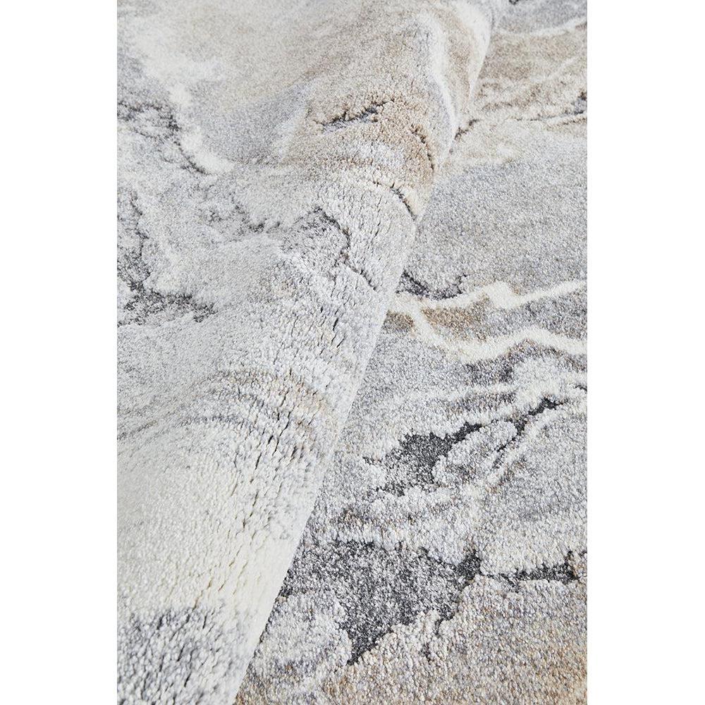 Geode Natural Runner Rug featuring mineral/geode pattern in cream, beige, taupe and grey on light background, machine-made wool blend