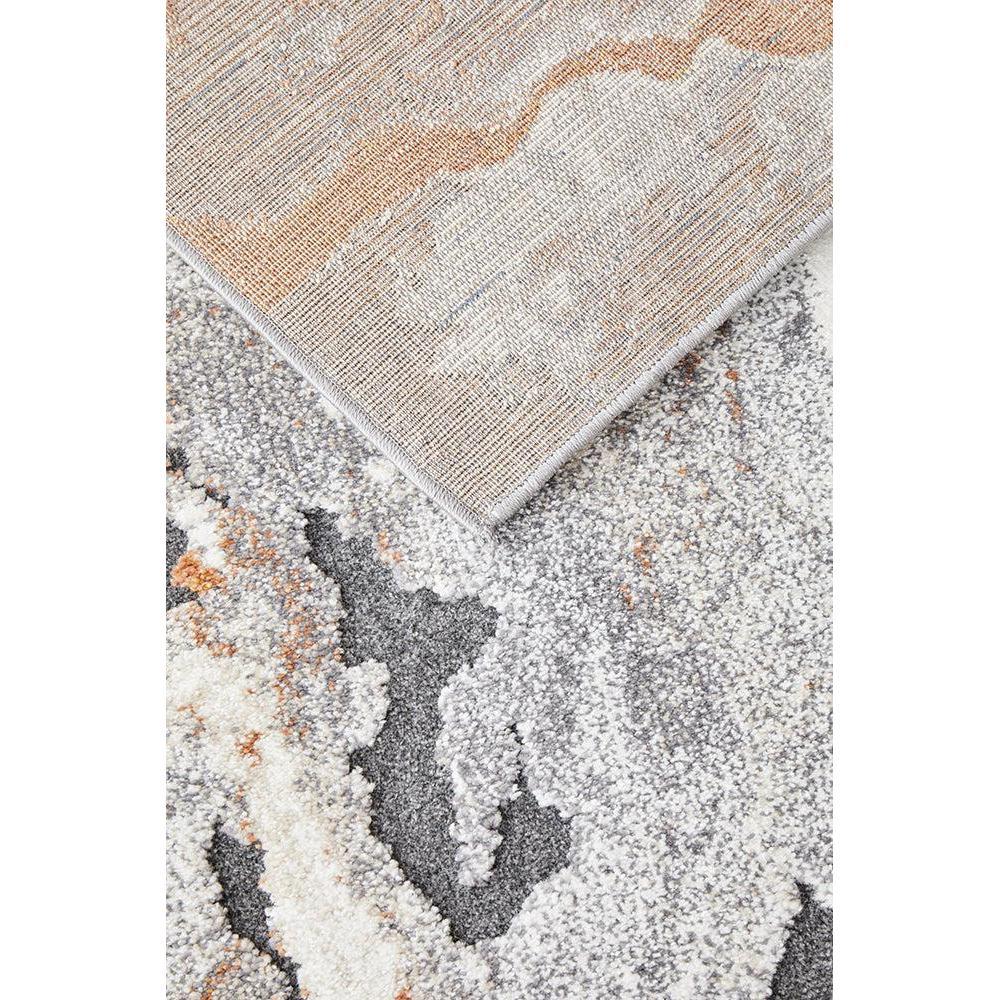 Geode Rust Runner Rug featuring abstract geode pattern in rust, grey and cream on beige, hand-tufted wool