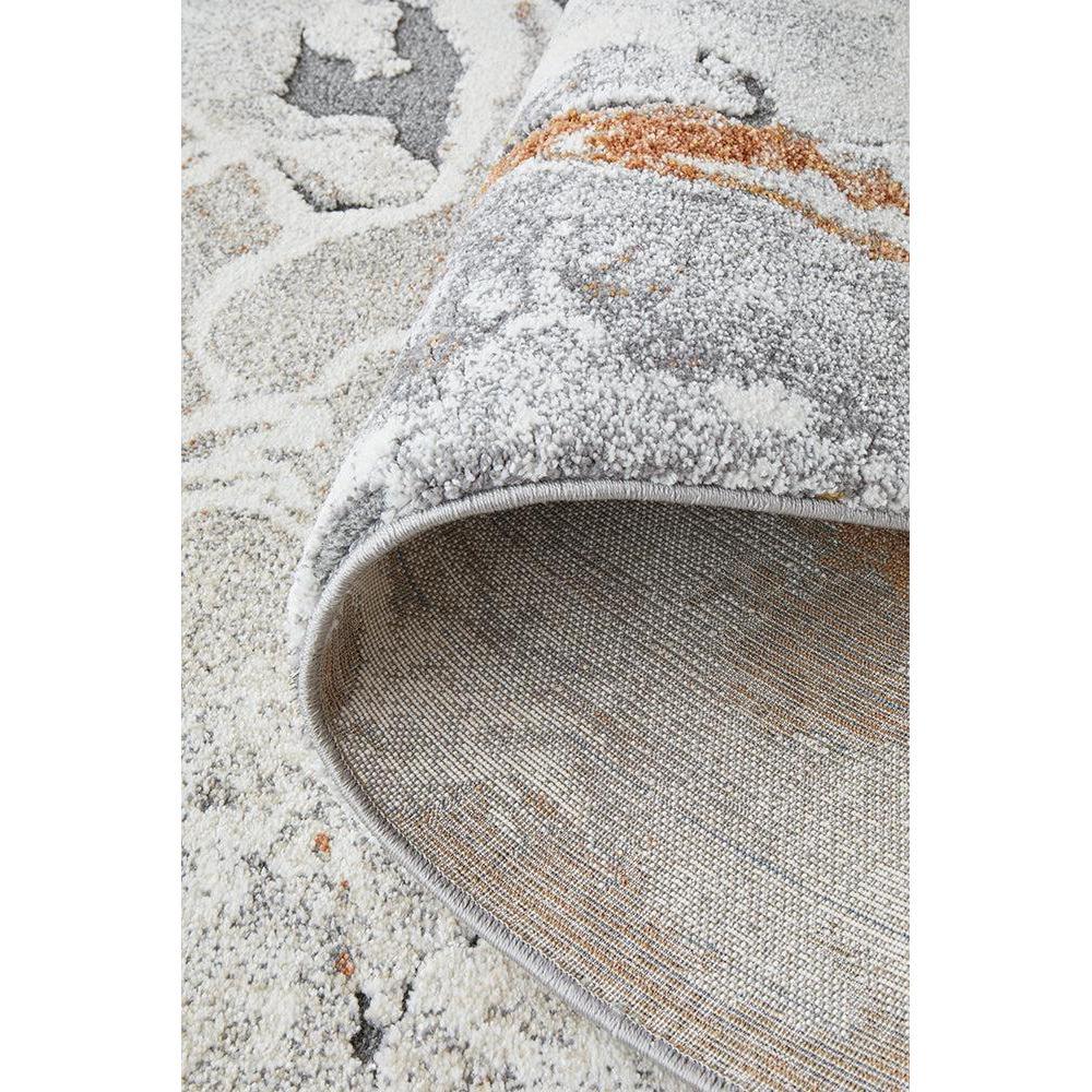 Geode Rust Runner Rug featuring mineral pattern in rust, grey, cream on beige background, machine-woven synthetic blend