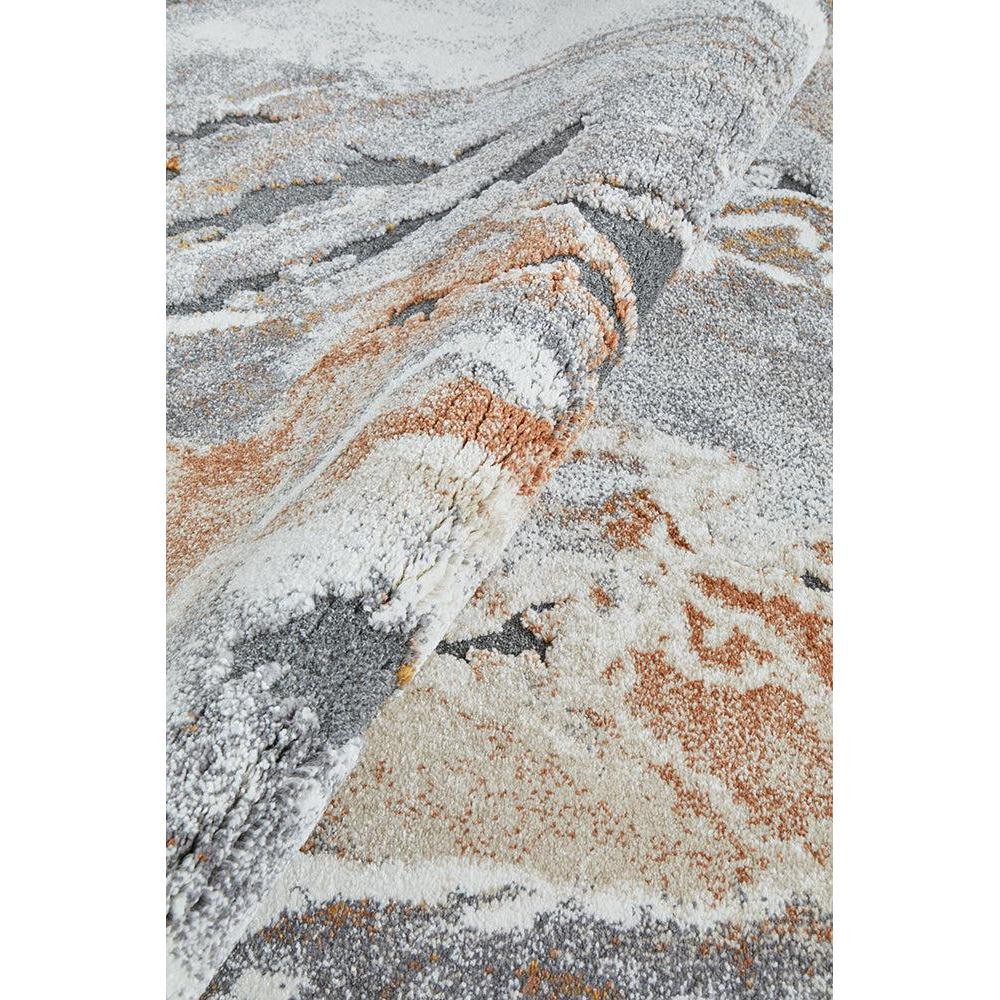 Geode Rust Runner Rug featuring geode/mineral pattern in rust, cream, taupe, grey on beige background, machine-made polypropylene
