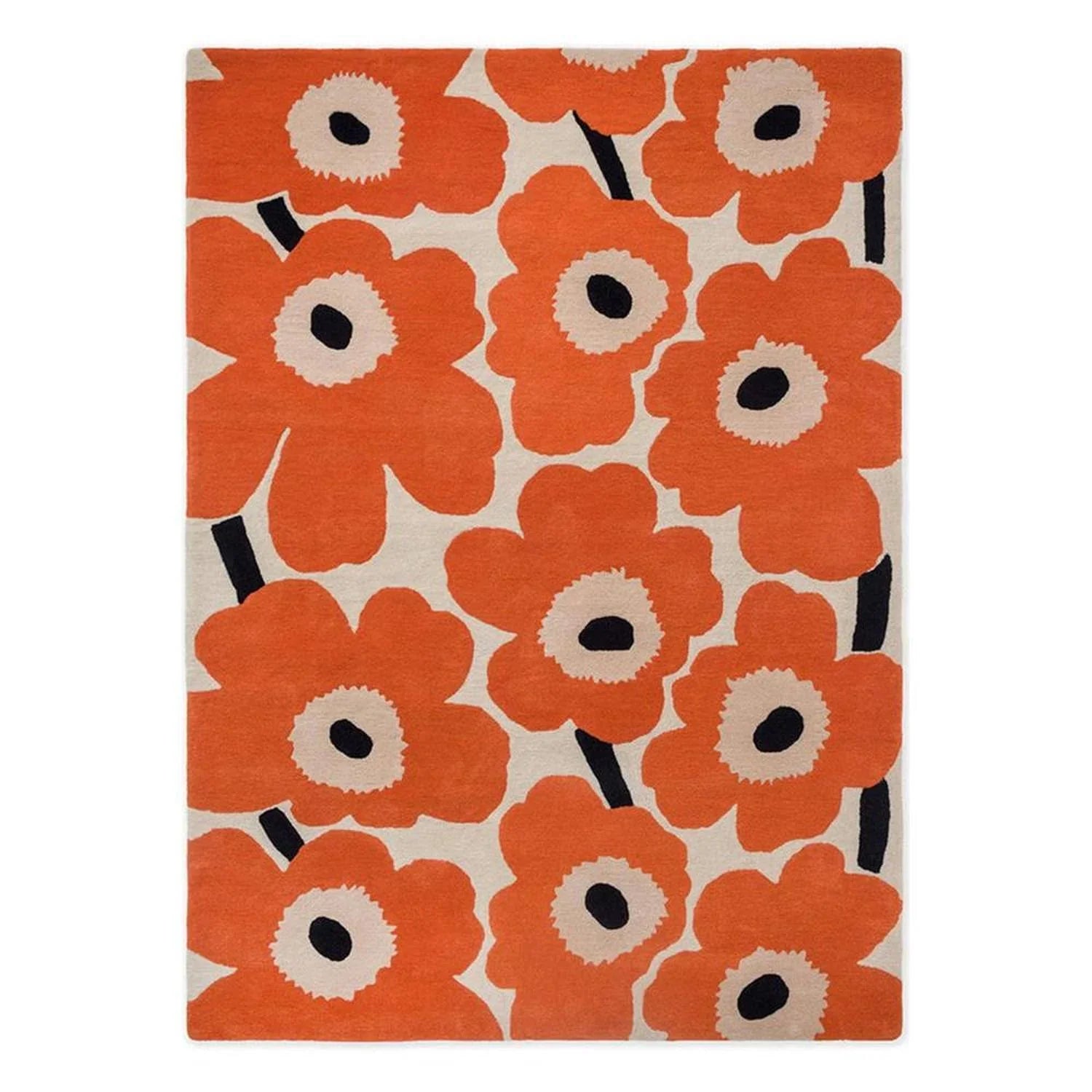 Marimekko Unikko Orange Red Designer Rug