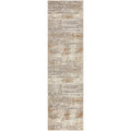 Lux Phoebe Cream Runner Rug featuring abstract distressed pattern in cream, taupe, beige and rust on beige background, machine-made synthetic fibers