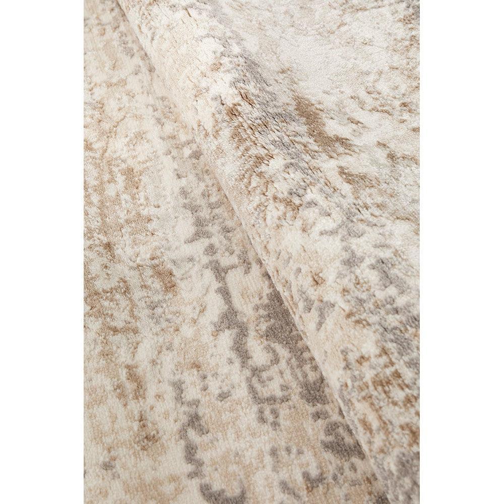 Lux Phoebe Cream Runner Rug featuring distressed vintage pattern in cream, beige and taupe on ivory, hand-tufted wool