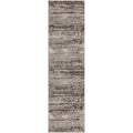 Lux Sophia Silver Runner Rug featuring abstract distressed pattern in silver, taupe and cream on beige machine-made wool