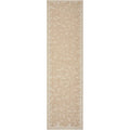 Patios Kudo Natural Runner Indoor-Outdoor Rug featuring geometric lattice pattern in beige, taupe and cream on creamy background, machine-woven polypropylene