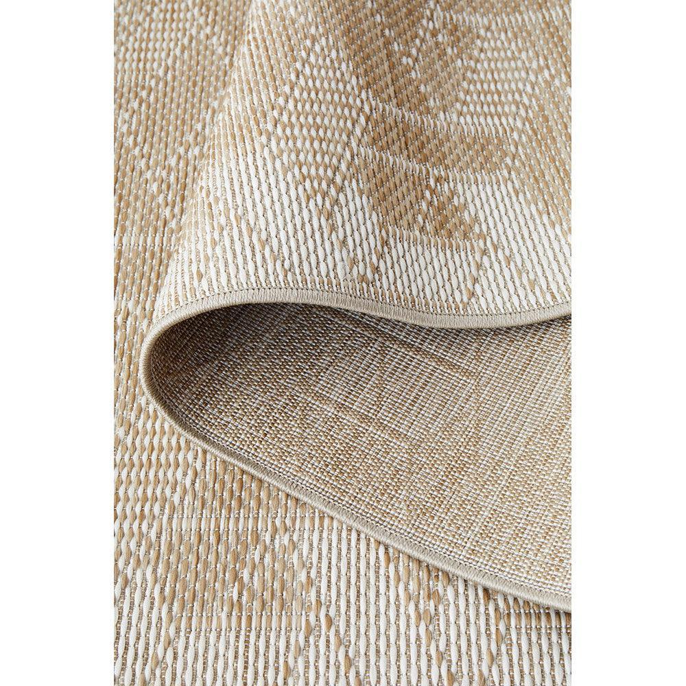 Patio Kudo Natural Runner Indoor-Outdoor Rug featuring beige-taupe-ivory stripes on natural background, machine-made fibre
