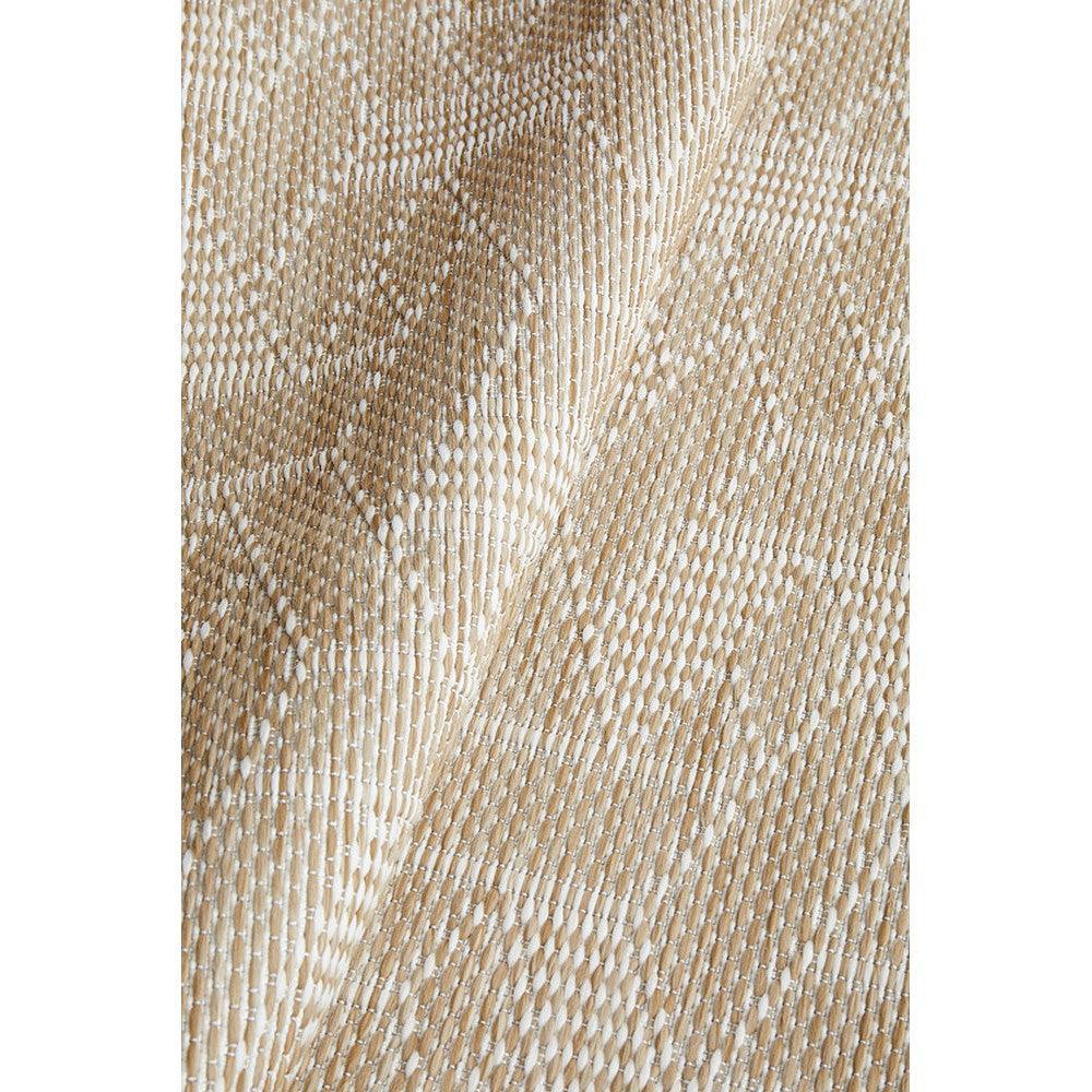 Patio Kudo Natural Runner Indoor-Outdoor Rug featuring woven striped pattern in beige and cream on natural background.