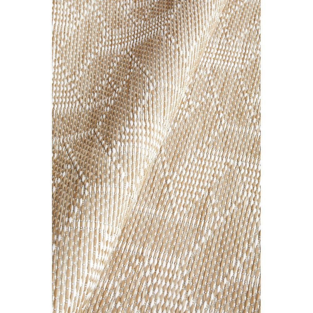 Patio Kudo Rug featuring geometric woven pattern in tan, beige and cream on natural background, woven polypropylene