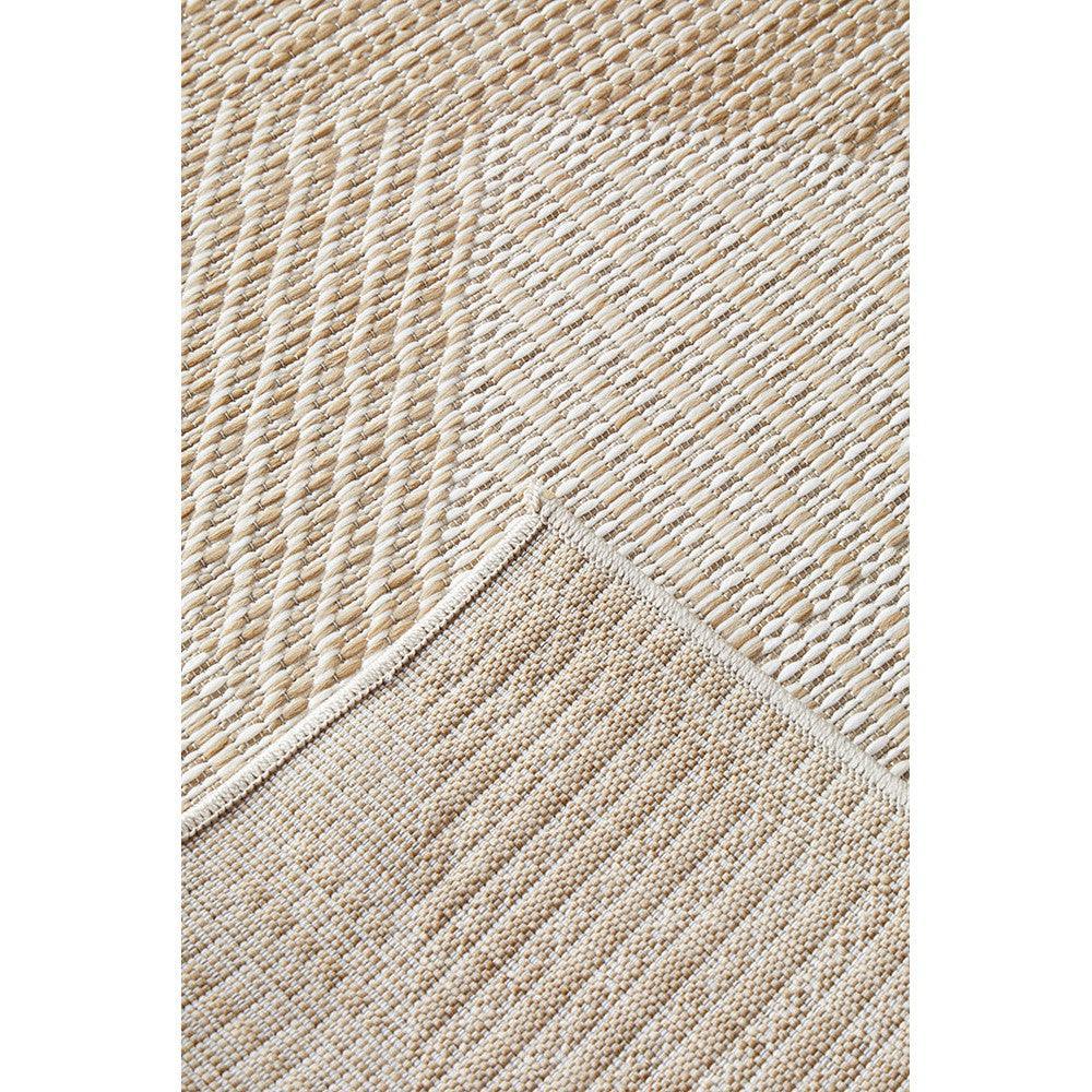 Patios Rico Natural Runner rug featuring striped woven pattern in beige, cream and taupe on natural tan background, hand-woven jute