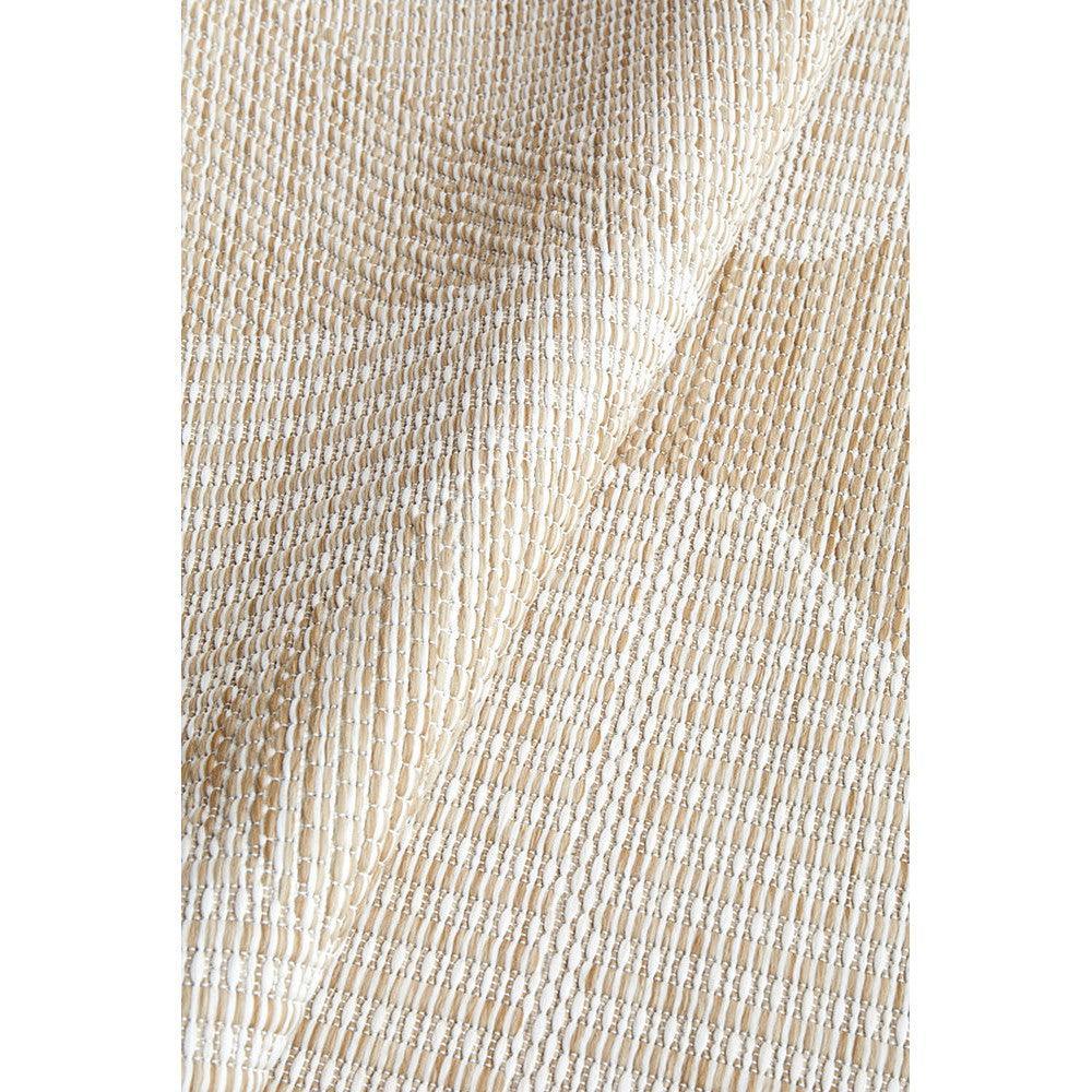 Patio Rico Natural Runner Indoor-Outdoor Rug featuring textured woven pattern in cream and beige on white background, power-loomed polypropylene