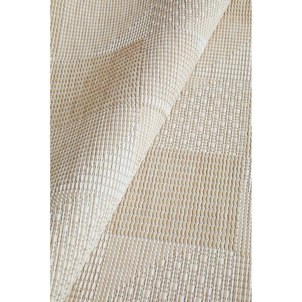 Patio Selin Natural Runner featuring textured striped weave in cream and beige on light ivory background, machine-woven indoor-outdoor rug