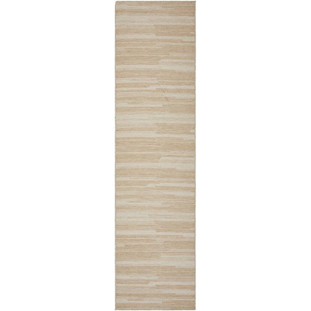 Patio Tilda Natural Indoor-Outdoor Rug featuring striped pattern in beige, tan and light brown on natural background, outdoor-ready construction, synthetic material
