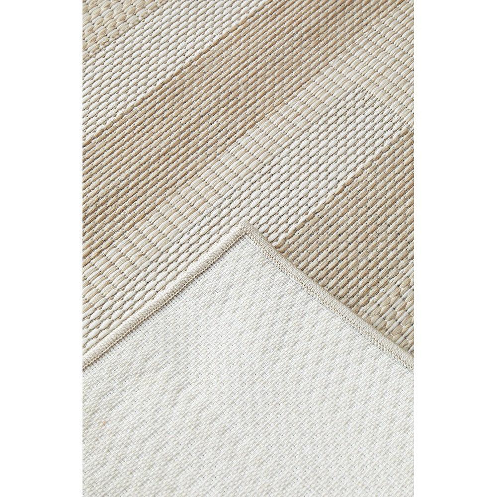 Patio Tilda Natural Indoor-Outdoor Rug featuring striped woven pattern in cream, beige and taupe on natural background, power-loomed polypropylene