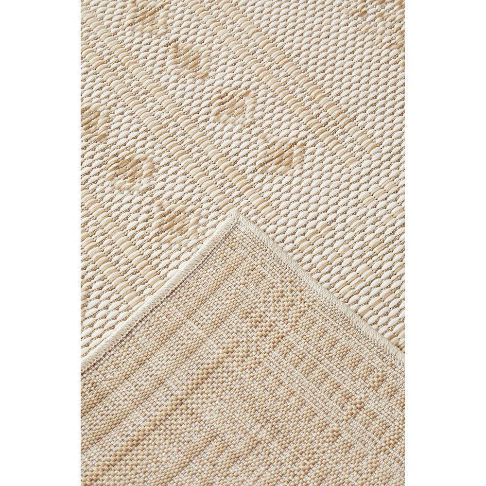Patio Ziggy Natural Runner Indoor-Outdoor Rug featuring chevron pattern in beige, tan and cream on natural background, machine-made polypropylene