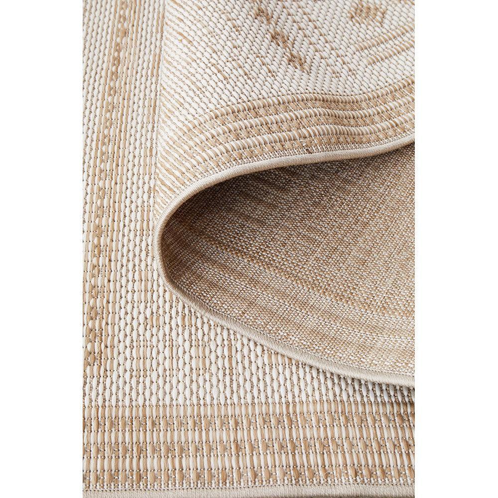 Patio Ziggy Natural Runner rug featuring woven striped pattern in beige, ivory, taupe on natural background, handwoven sisal/jute