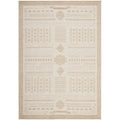Patio Ziggy Natural Indoor-Outdoor Rug featuring geometric diamond pattern in cream, ivory and taupe on beige, machine-made polypropylene