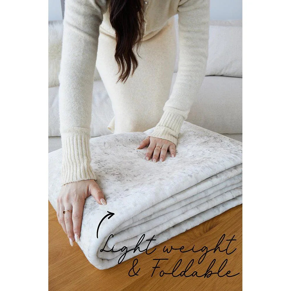 Revive Isla Marble Washable Rug featuring marble pattern in light grey and ivory on pale background, lightweight foldable textile rug