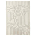 Revive Jett Natural Washable Rug featuring circular arc pattern in beige, cream and natural on ivory background, machine-made polyester blend
