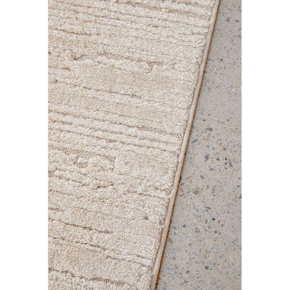 Serenade Ezra Natural Runner Rug featuring textured striped pattern in beige and cream on natural background, hand-tufted wool