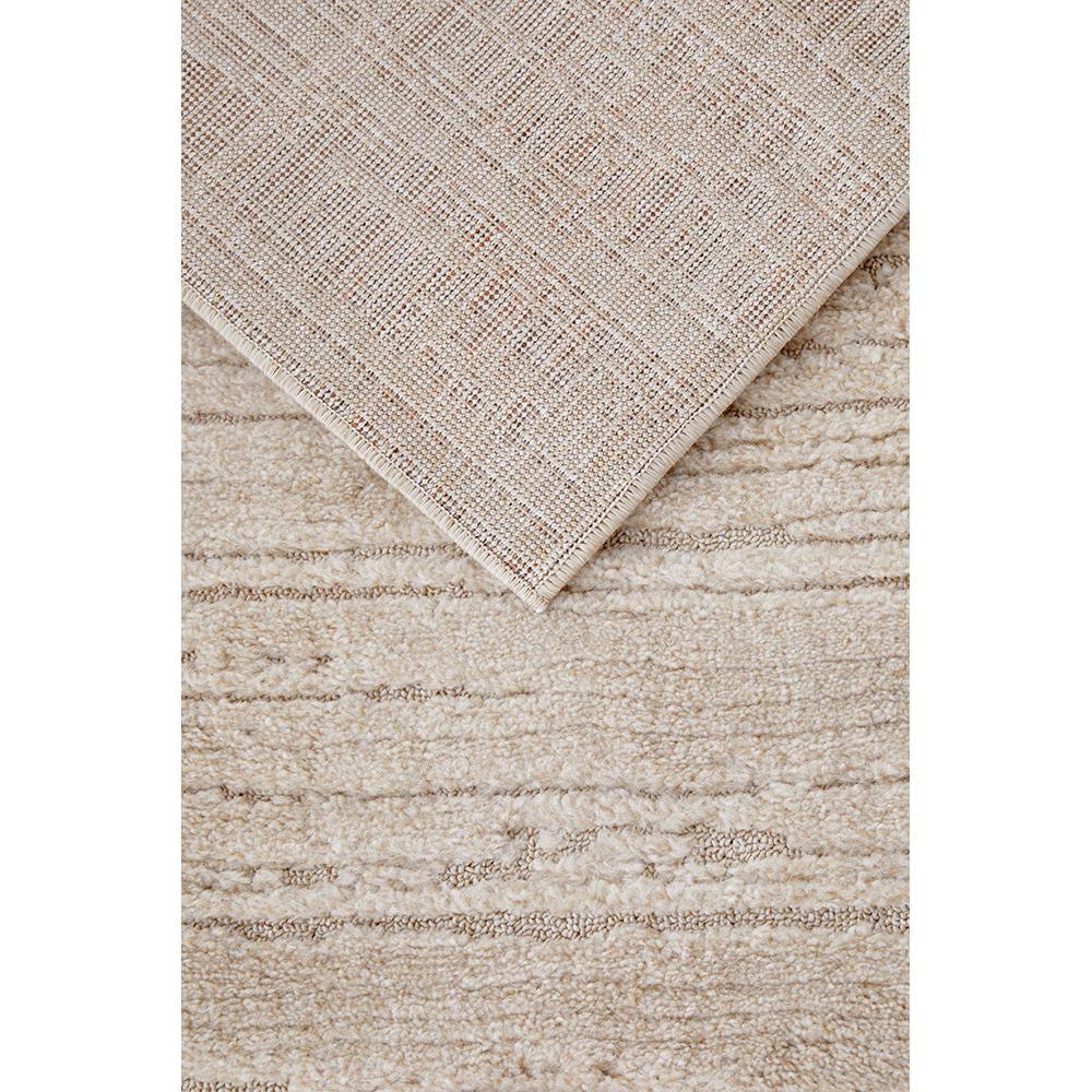 Serene Ezra Natural Runner Rug featuring soft geometric pattern in cream, beige and taupe on ivory background, hand-tufted wool