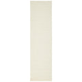 Serenade Ezra White Runner Rug with subtle horizontal striped texture in ivory and cream on cream background, hand-woven wool