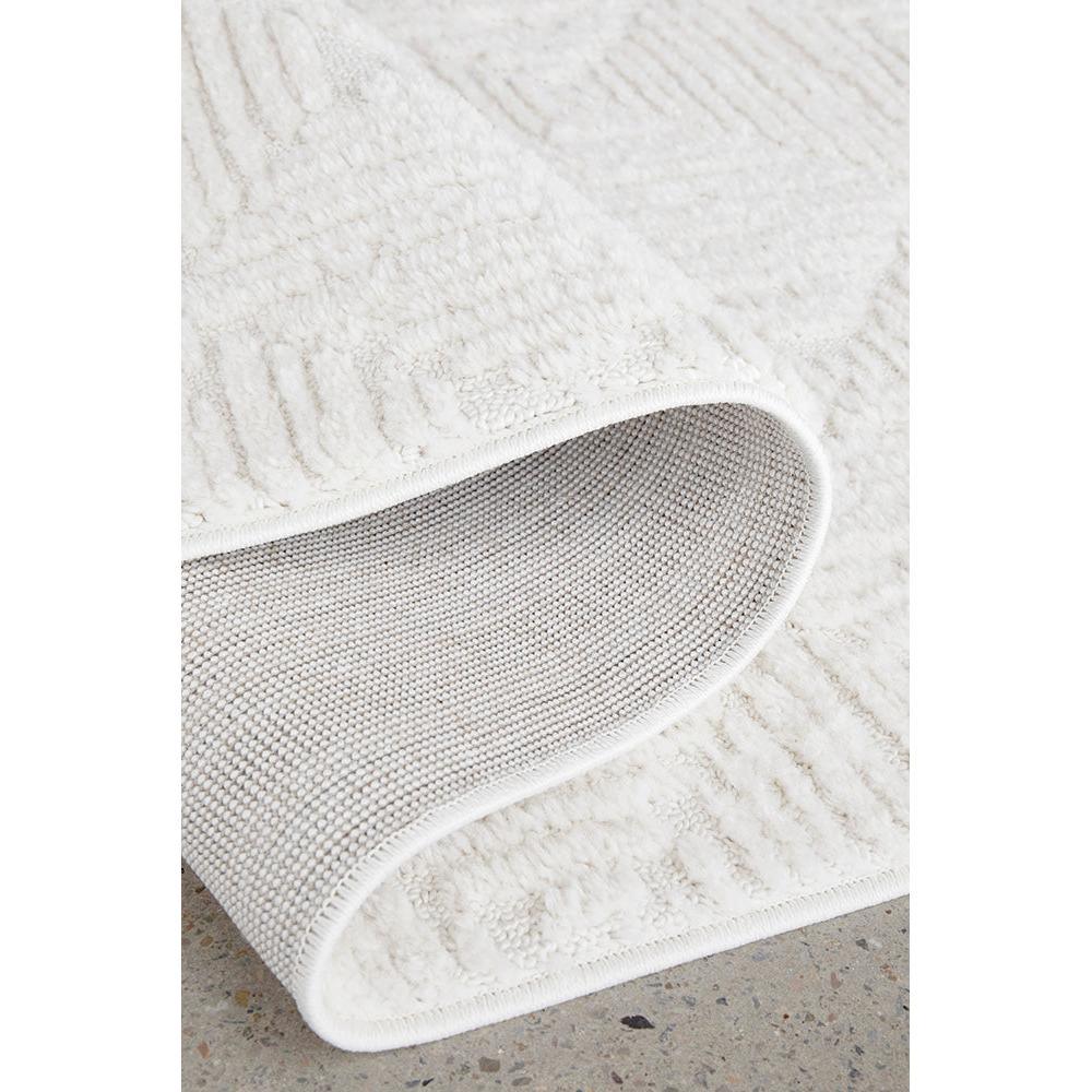 Serenade Shilo White Runner Rug featuring subtle textured pattern in cream and ivory on white, machine-woven polypropylene
