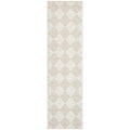 Serenade Yuri Natural Runner Rug featuring diamond trellis in cream and beige on ivory background, machine-made