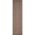 Steph And Gian Bark Walnut Runner Rug featuring textured weave in walnut brown, dark brown and taupe on white background, machine-woven wool