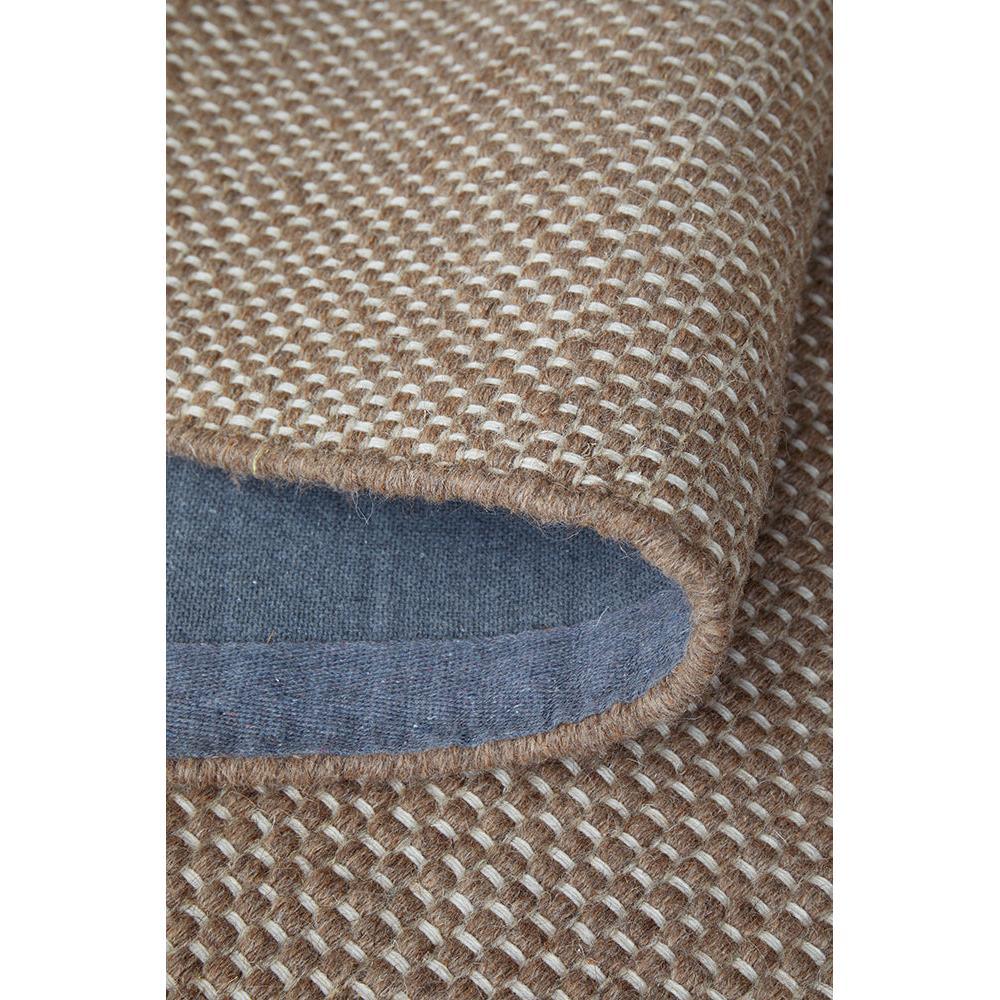 Steph And Gian Bark Walnut Runner Rug featuring basket-weave texture in tan and cream on blue underside, hand-woven jute