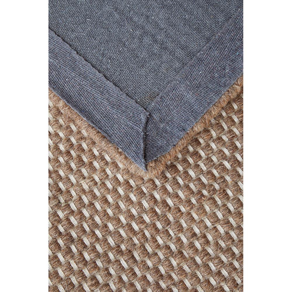Steph And Gian Bark Walnut Rug featuring layered blue in navy, slate and beige on white background, woven jute