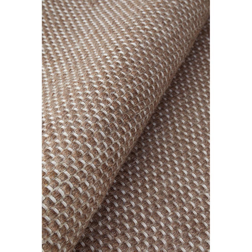 Steph And Gian Bark Walnut Rug featuring textured weave in walnut brown, tan and cream on white background, woven wool
