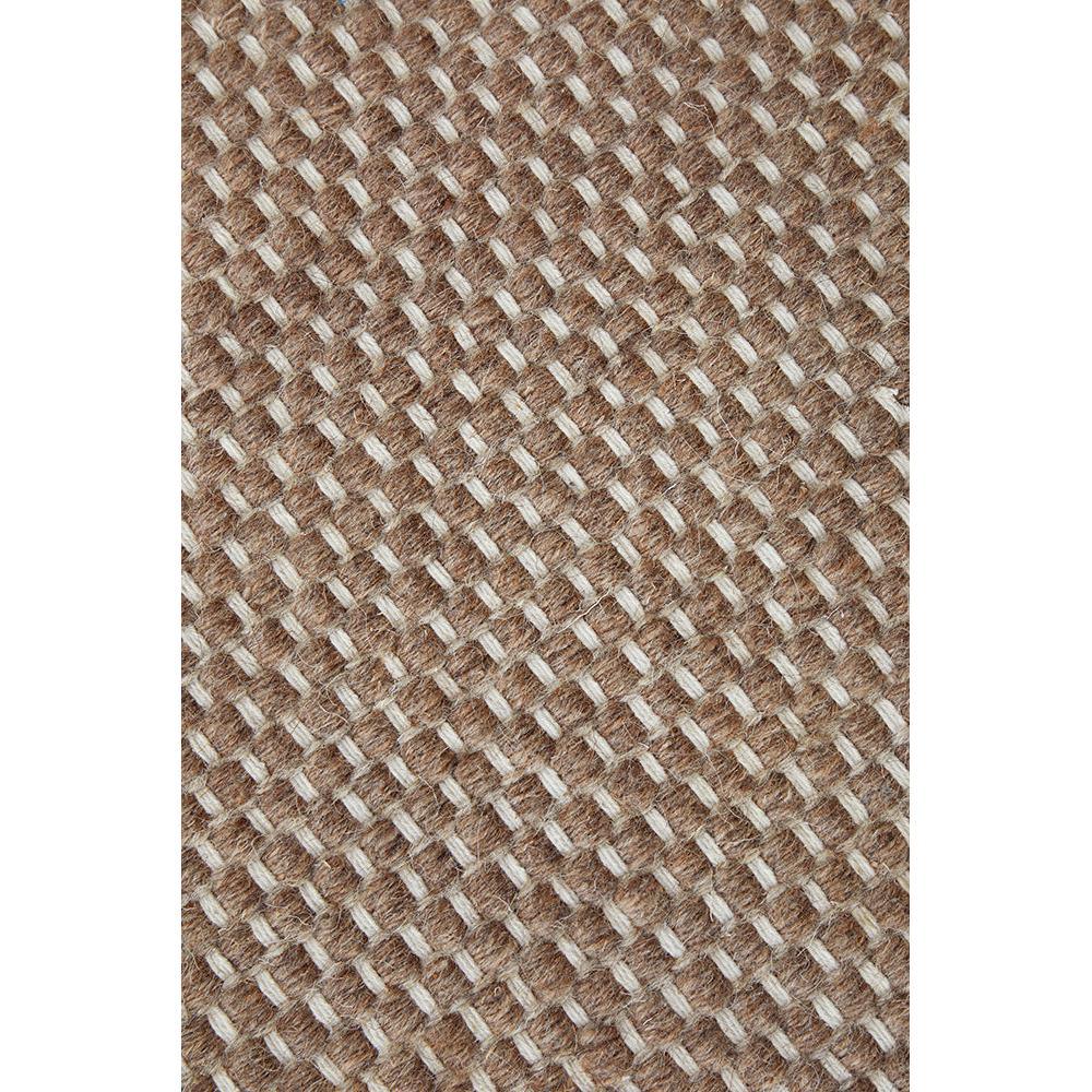 Steph And Gian Bark Walnut Rug featuring basketweave in walnut brown, beige and cream on white background, handwoven jute