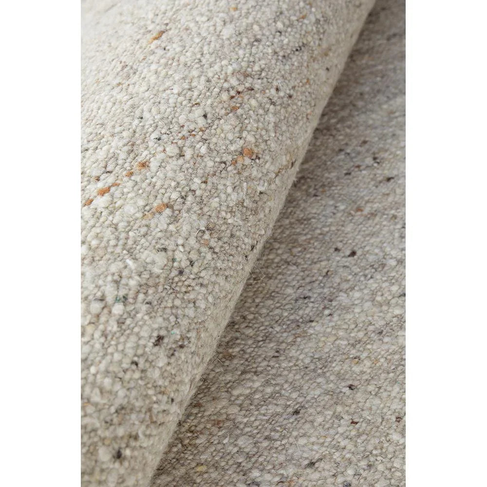Steph And Gian Elm Pepper Runner Rug featuring speckled tweed in cream, beige and tan on cream background, hand-tufted wool