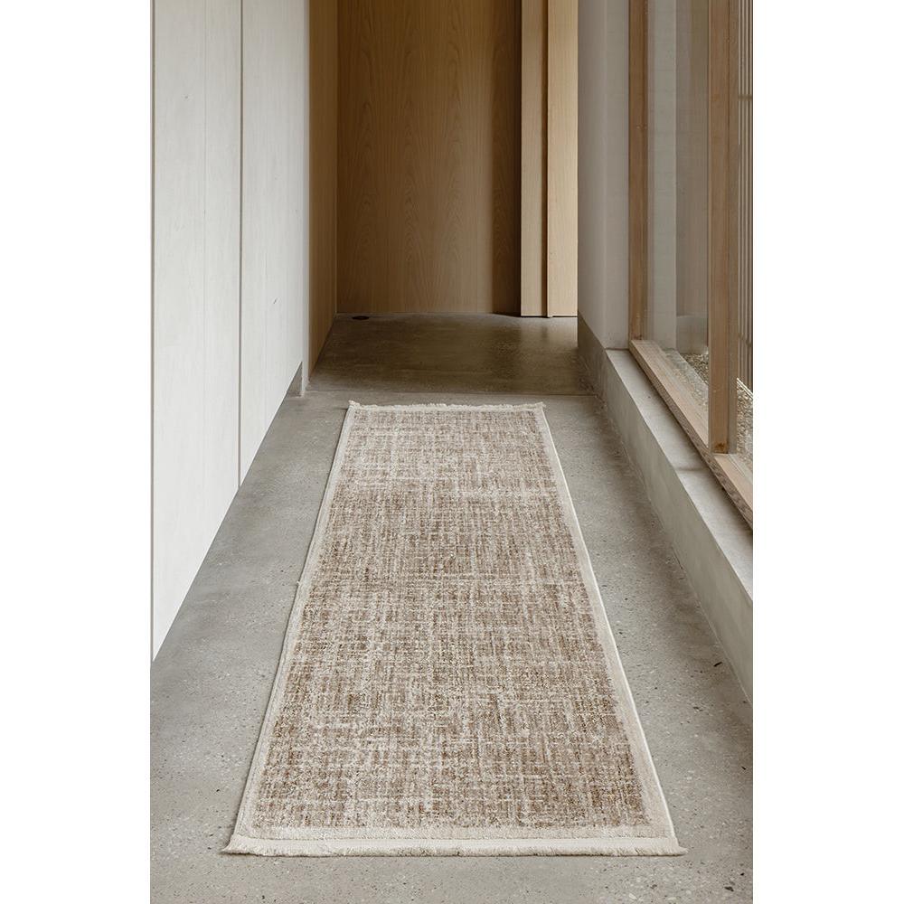 Steph And Gian Meadow Cardamom Rug featuring distressed pattern in cream, beige and taupe on light grey, tufted wool