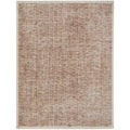 Steph And Gian Meadow Cardamom Rug featuring distressed pattern in dusty rose and cream on beige, handtufted wool