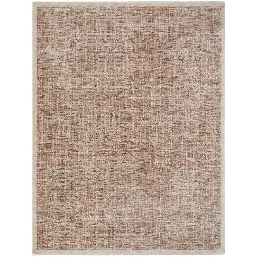 Steph And Gian Meadow Cardamom Rug featuring distressed pattern in dusty rose and cream on beige, handtufted wool