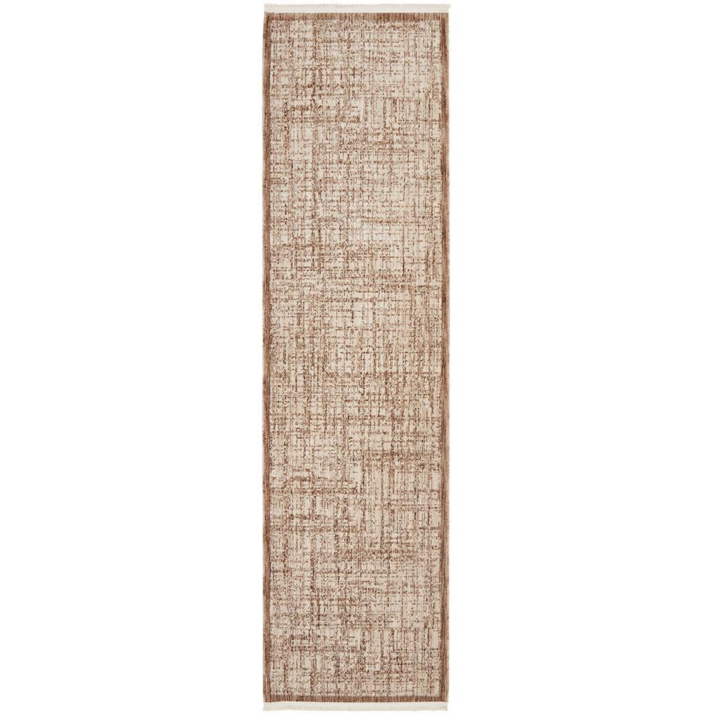 Steph And Gian Meadow Malt Runner Rug featuring abstract pattern in cream beige and brown on white tufted wool