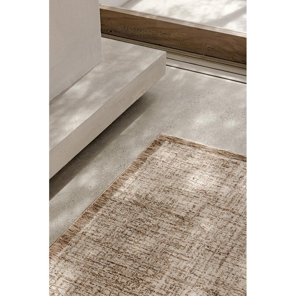 Steph And Gian Meadow Malt Rug featuring distressed beige-taupe-cream-brown on grey floor, machine-made polypropylene
