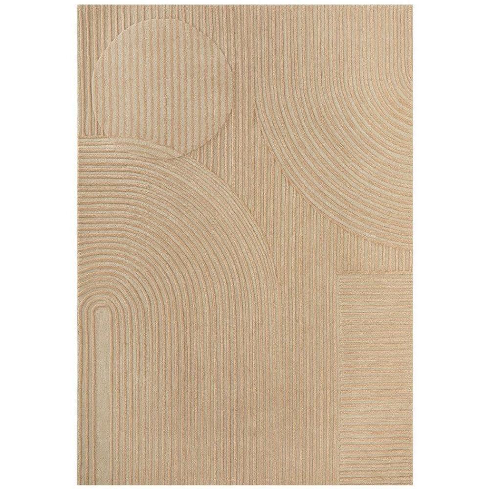 Summit Archie Beige Rug featuring circular arc pattern in beige, camel and taupe on light beige background, construction and material unspecified