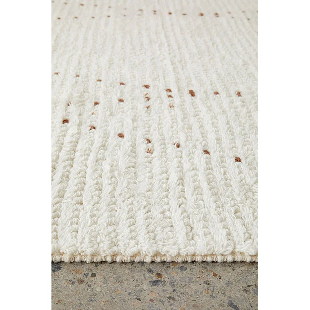 Summit Daina Natural rug featuring textured looped pattern in cream with brown specks on ivory background, hand-tufted wool