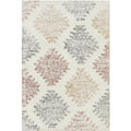Summit Motif Cream rug featuring geometric diamond pattern in ivory, charcoal, dusty rose, taupe and ochre on cream background, hand-tufted wool